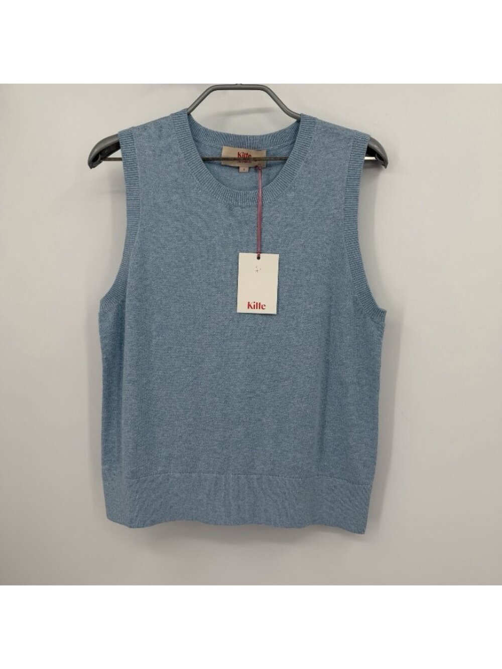 Kilte Collection Carrie Cotton Cashmere Sleeveless Sweater Tank Light Blue 2/M